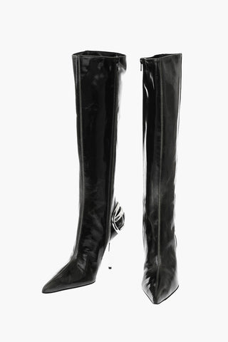 Stivali D-TEN&HALF in Pelle Lucida con Monogram al Tacco 13cm