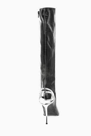 Stivali D-TEN&HALF in Pelle Lucida con Monogram al Tacco 13cm