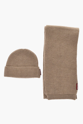 Set Beanie e Sciarpa in Lana a Tinta unita