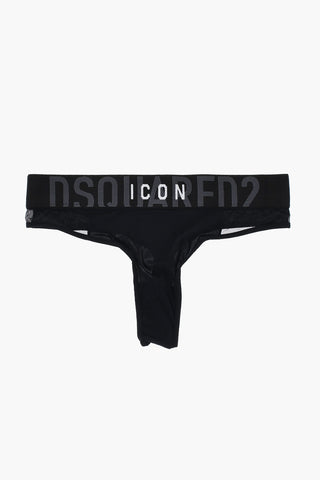스트레치 나일론 티팬티 와이드 밴드 시스루 디테일