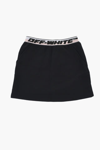 Cotton Miniskirt With Logo Elastic Waistband