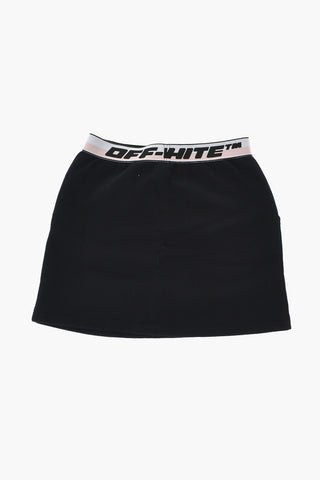 Cotton Miniskirt With Logo Elastic Waistband