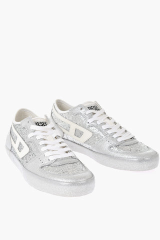 Sneakers Basse S-LEROJI D-1 in Pelle Metallizzata con Paillettes