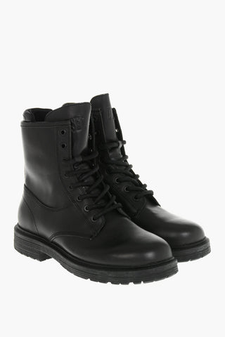 Leder-Combatboots D-ALABHAMA CB mit kontrastierendem Logo