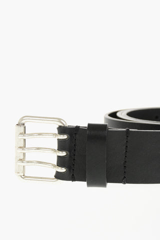 Leather Belt B-MILI with Triple-Pin Buckle 40mm
