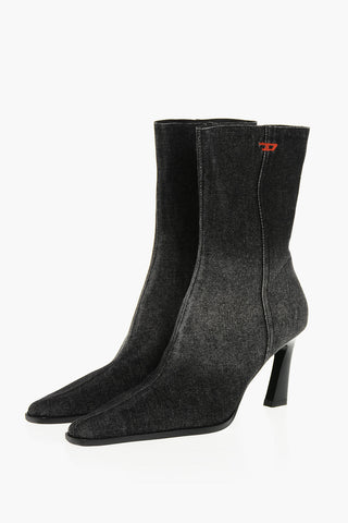 Stivaletti D-ALLAS BT in Denim con Zip Laterale Tacco 8.5cm