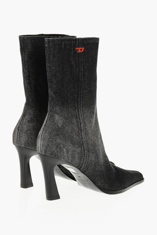 Stivaletti D-ALLAS BT in Denim con Zip Laterale Tacco 8.5cm