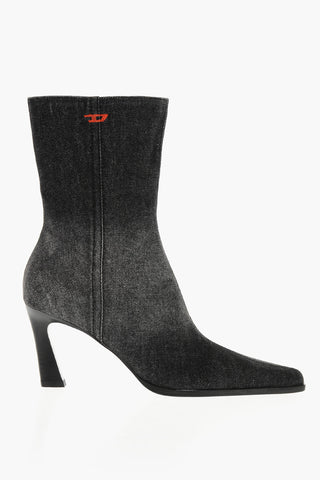 Stivaletti D-ALLAS BT in Denim con Zip Laterale Tacco 8.5cm