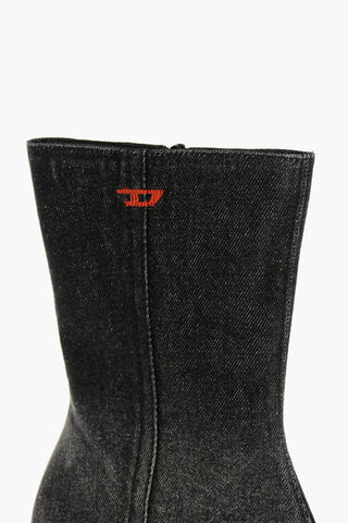 Stivaletti D-ALLAS BT in Denim con Zip Laterale Tacco 8.5cm