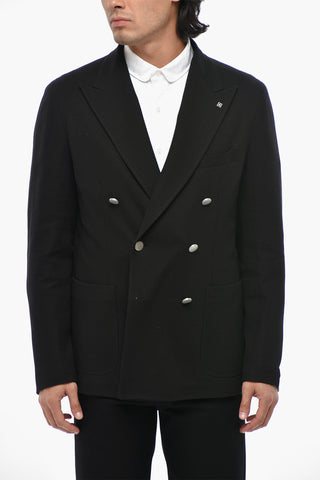 ADANI Blazer Doppiopetto in Cotone Leggero con Rever a Lancia