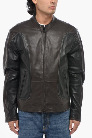 Zweifarbige Lederjacke L-KRIXY