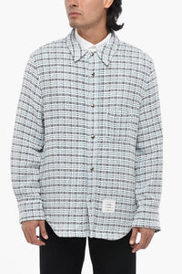 Cotton Tweed Overshirt with Crochet Effect and Snap Buttons