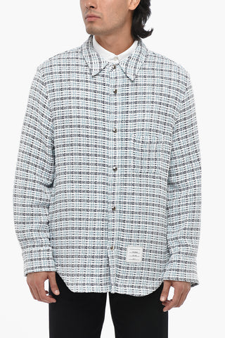 Overshirt aus Baumwoll-Tweed mit Häkeleffekt und Druckknöpfen
