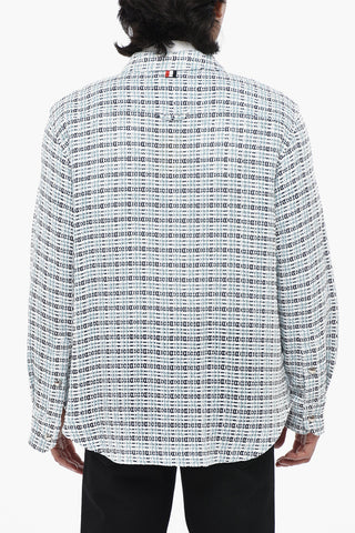 Overshirt aus Baumwoll-Tweed mit Häkeleffekt und Druckknöpfen
