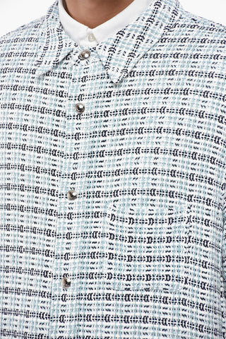 Overshirt aus Baumwoll-Tweed mit Häkeleffekt und Druckknöpfen