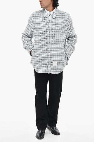 Overshirt aus Baumwoll-Tweed mit Häkeleffekt und Druckknöpfen