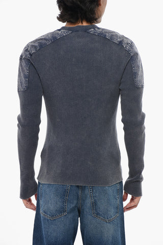 Rundhalspullover K-MARTIN mit Denim-Details