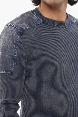 Rundhalspullover K-MARTIN mit Denim-Details