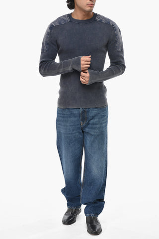 Rundhalspullover K-MARTIN mit Denim-Details