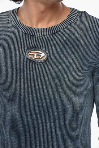 Rundhals-Pullover aus gerippter Baumwolle K-DARIN-A