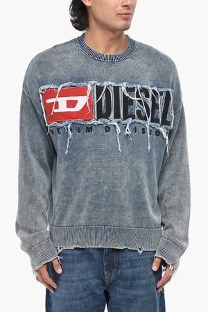 Crewneck Sweater K-FRONZI with Distressed-Effect Embroidery