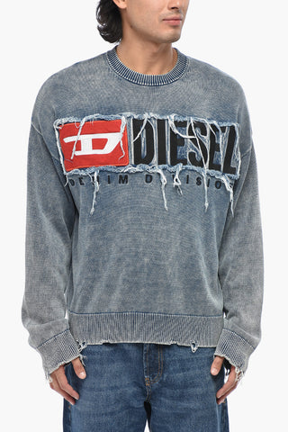 Crewneck Sweater K-FRONZI with Distressed-Effect Embroidery