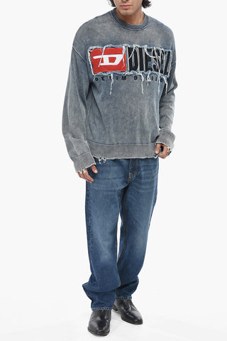 Crewneck Sweater K-FRONZI with Distressed-Effect Embroidery