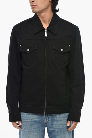 Dark-Wash Denim Jacket with Double Chest Pocket