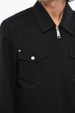 Dark-Wash Denim Jacket with Double Chest Pocket