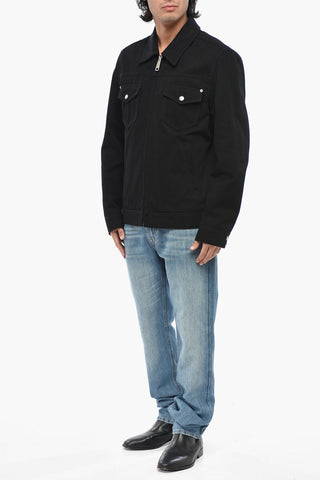 Dark-Wash Denim Jacket with Double Chest Pocket