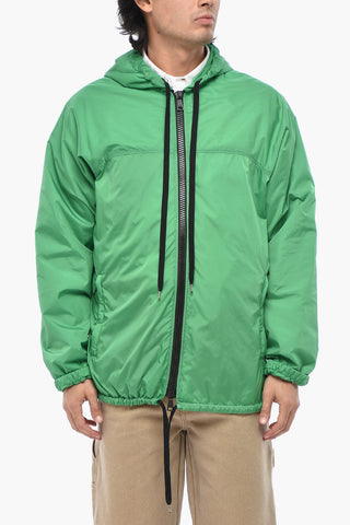Nylon-Windjacke uni mit Kapuze