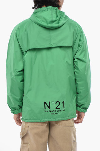Nylon-Windjacke uni mit Kapuze