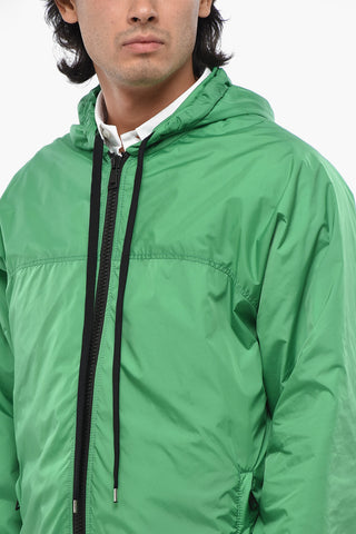 Nylon-Windjacke uni mit Kapuze