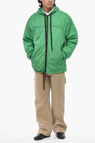 Nylon-Windjacke uni mit Kapuze
