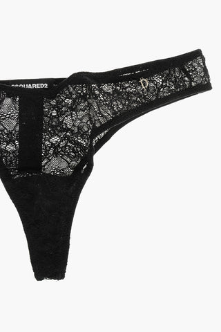 Solid Lace Briefs with Silver Monogram