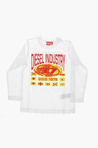 T-shirt Girocollo A Maniche Lunghe con Logo in Rilievo