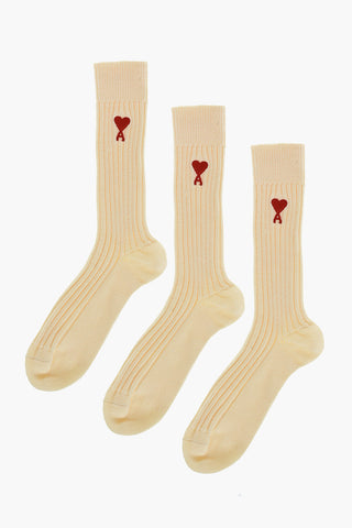 Organic Cotton Long Socks With Embroidery