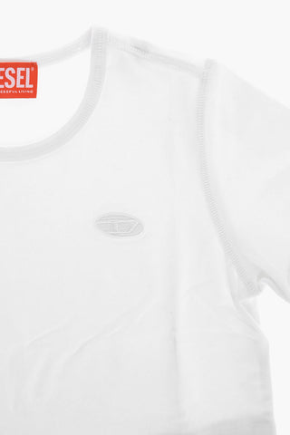 T-shirt Girocollo in Cotone con Monogram Tono su Tono