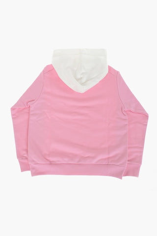Felpa Hoodie in Cotone Garzato con Logo Stampato