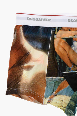 Printed Boxers with Logo Elastic Waistband