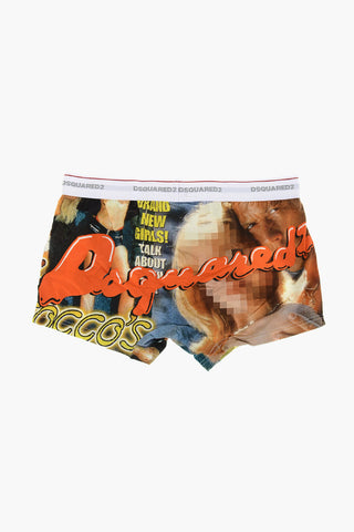 Printed Boxers with Logo Elastic Waistband