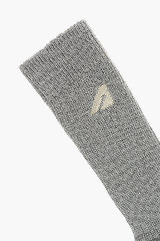 Long Solid-Color Socks with Embroidered Logo