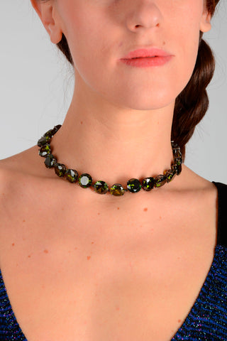 Silver Necklace with Crystals