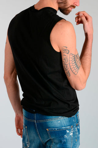 Cotton Tank Top with Gothic Print