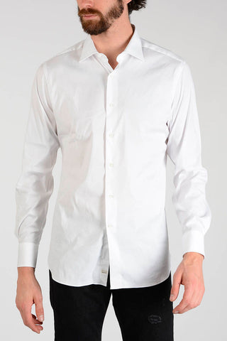 Camicia in Cotone Misto Con Collo Francese