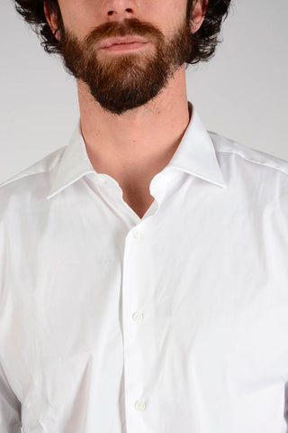 Camicia in Cotone Misto Con Collo Francese