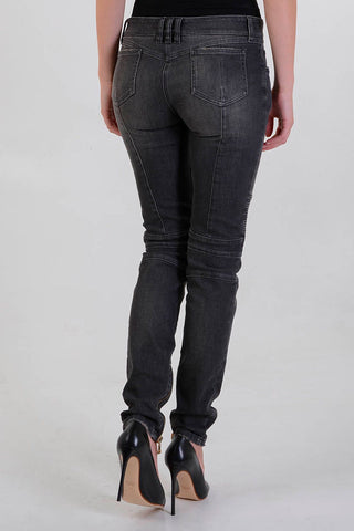 Jeans in Denim Stretch con Zip alla Caviglia 13cm