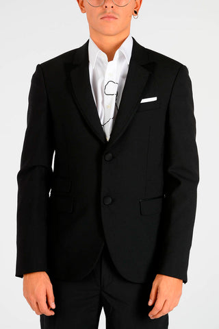 Virgin Wool Blend TUXEDO Blazer with Peak Lapel