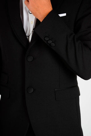 Virgin Wool Blend TUXEDO Blazer with Peak Lapel