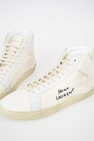 Fabric High-top Sneakers with Embroidered Lettering Logo